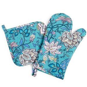 New VERA BRADLEY Pot Holder & Oven Mitt Set Peacock Garden NWT
